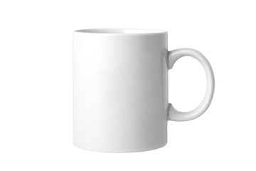 Empty white mug isolated on white background