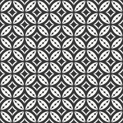 seamless geometric monochrome flower pattern. each detail in separate layer.