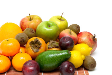 ripe fresh fruit on a white background