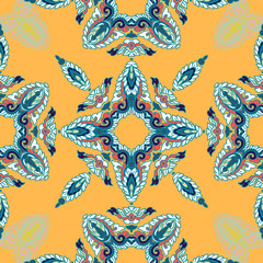 Vector seamless pattern ethnic style background. Vintage decorative texture for wallpapers, backgrounds and page fill. Indian, arabic motive.
