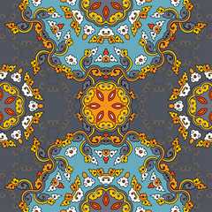 Seamless pattern ethnic style. Vintage decorative texture. Indian, arabic motive.