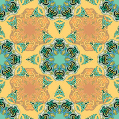 Seamless pattern ethnic style. Vintage decorative texture. Indian, arabic motive.