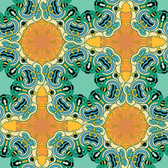 Vector seamless pattern ethnic style background. Vintage decorative texture for wallpapers, backgrounds and page fill. Indian, arabic motive.