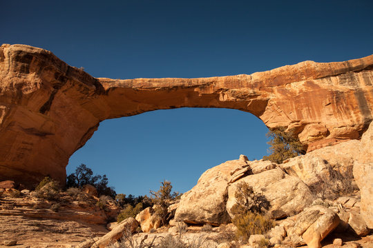 Sipapu Bridge in the Natural Bridges National Monument in winter, USA