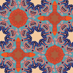 Seamless pattern ethnic style. Vintage decorative texture. Indian, arabic motive.