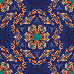 Seamless pattern ethnic style. Vintage decorative texture. Indian, arabic motive.