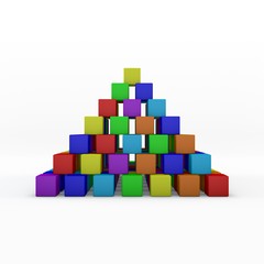 Fototapeta premium Pyramid from toy building blocks. 3D rendering illustration.