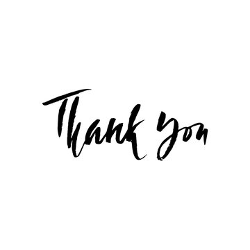 Thank You handwritten inscription. Hand drawn lettering. Thanks card. Vector illustration