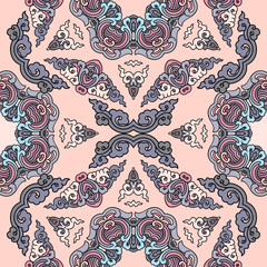 Vector seamless pattern ethnic style background. Vintage decorative texture for wallpapers, backgrounds and page fill. Indian, arabic motive.