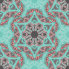 Vector seamless pattern ethnic style background. Vintage decorative texture for wallpapers, backgrounds and page fill. Indian, arabic motive.