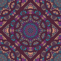 Vector seamless pattern ethnic style background. Vintage decorative texture for wallpapers, backgrounds and page fill. Indian, arabic motive.