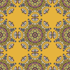 Vector seamless pattern ethnic style background. Vintage decorative texture for wallpapers, backgrounds and page fill. Indian, arabic motive.