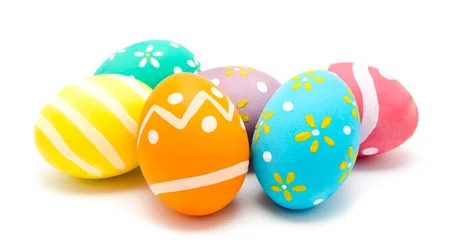 Foto op Plexiglas Perfect colorful handmade easter eggs isolated © svetamart