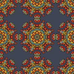 Vector seamless pattern ethnic style background. Vintage decorative texture for wallpapers, backgrounds and page fill. Indian, arabic motive.