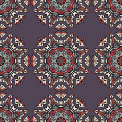 Vector seamless pattern ethnic style background. Vintage decorative texture for wallpapers, backgrounds and page fill. Indian, arabic motive.