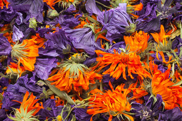 Organic herbal tea mix with calendula, mallow, Chamomilla and sage