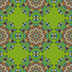Vector seamless pattern ethnic style background. Vintage decorative texture for wallpapers, backgrounds and page fill. Indian, arabic motive.