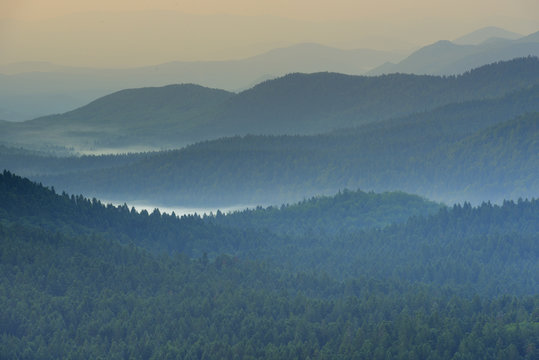 Sunrise over North Velebit National Park, Velebit Nature Park, Rewilding Europe area, Velebit mountains, Croatia June 2012