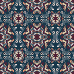 Vector seamless pattern ethnic style background. Vintage decorative texture for wallpapers, backgrounds and page fill. Indian, arabic motive.