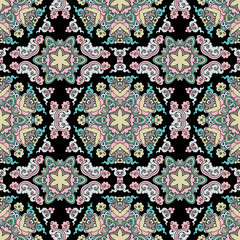 Vector seamless pattern ethnic style background. Vintage decorative texture for wallpapers, backgrounds and page fill. Indian, arabic motive.