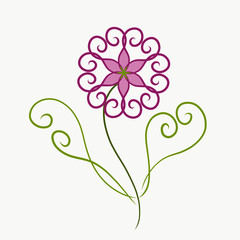 elegant flower, painted lines with swirls