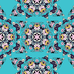 Vector seamless pattern ethnic style background. Vintage decorative texture for wallpapers, backgrounds and page fill. Indian, arabic motive.