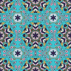 Vector seamless pattern ethnic style background. Vintage decorative texture for wallpapers, backgrounds and page fill. Indian, arabic motive.