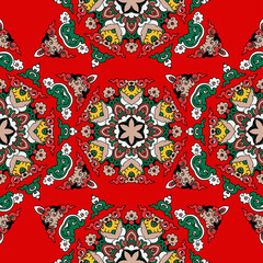 Vector seamless pattern ethnic style background. Vintage decorative texture for wallpapers, backgrounds and page fill. Indian, arabic motive.