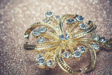Golden Flower Shaped Brooch