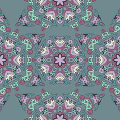 Vector seamless pattern ethnic style background. Vintage decorative texture for wallpapers, backgrounds and page fill. Indian, arabic motive.
