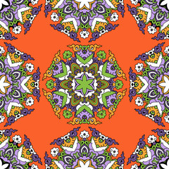 Vector seamless pattern ethnic style background. Vintage decorative texture for wallpapers, backgrounds and page fill. Indian, arabic motive.