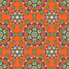 Vector seamless pattern ethnic style background. Vintage decorative texture for wallpapers, backgrounds and page fill. Indian, arabic motive.