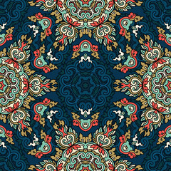 Vector seamless pattern ethnic style background. Vintage decorative texture for wallpapers, backgrounds and page fill. Indian, arabic motive.