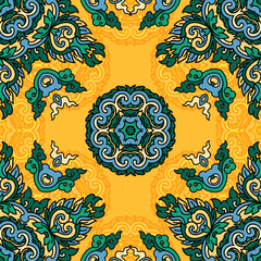 Vector seamless pattern ethnic style background. Vintage decorative texture for wallpapers, backgrounds and page fill. Indian, arabic motive.