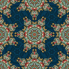 Vector seamless pattern ethnic style background. Vintage decorative texture for wallpapers, backgrounds and page fill. Indian, arabic motive.
