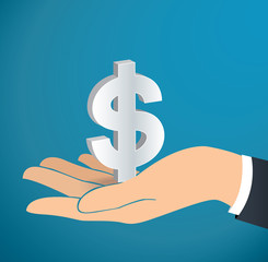 hand holding Dollar icon vector  