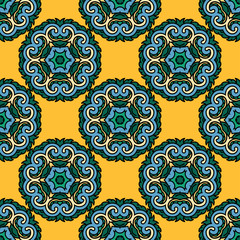 Vector seamless pattern ethnic style background. Vintage decorative texture for wallpapers, backgrounds and page fill. Indian, arabic motive.
