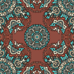 Vector seamless pattern ethnic style background. Vintage decorative texture for wallpapers, backgrounds and page fill. Indian, arabic motive.