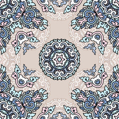 Vector seamless pattern ethnic style background. Vintage decorative texture for wallpapers, backgrounds and page fill. Indian, arabic motive.