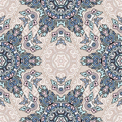 Vector seamless pattern ethnic style background. Vintage decorative texture for wallpapers, backgrounds and page fill. Indian, arabic motive.