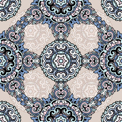 Vector seamless pattern ethnic style background. Vintage decorative texture for wallpapers, backgrounds and page fill. Indian, arabic motive.