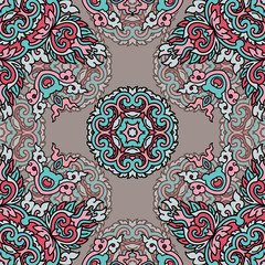 Vector seamless pattern ethnic style background. Vintage decorative texture for wallpapers, backgrounds and page fill. Indian, arabic motive.