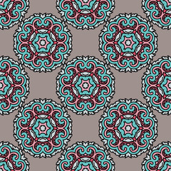 Vector seamless pattern ethnic style background. Vintage decorative texture for wallpapers, backgrounds and page fill. Indian, arabic motive.