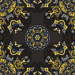 Vector seamless pattern ethnic style background. Vintage decorative texture for wallpapers, backgrounds and page fill. Indian, arabic motive.