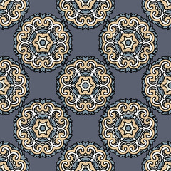 Vector seamless pattern ethnic style background. Vintage decorative texture for wallpapers, backgrounds and page fill. Indian, arabic motive.