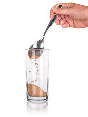 instant drink preparing isolated on white