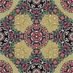 Vector seamless pattern ethnic style background. Vintage decorative texture for wallpapers, backgrounds and page fill. Indian, arabic motive.