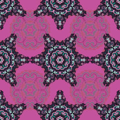 Vector seamless pattern ethnic style background. Vintage decorative texture for wallpapers, backgrounds and page fill. Indian, arabic motive.