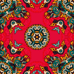 Vector seamless pattern ethnic style background. Vintage decorative texture for wallpapers, backgrounds and page fill. Indian, arabic motive.