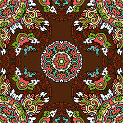 Vector seamless pattern ethnic style background. Vintage decorative texture for wallpapers, backgrounds and page fill. Indian, arabic motive.